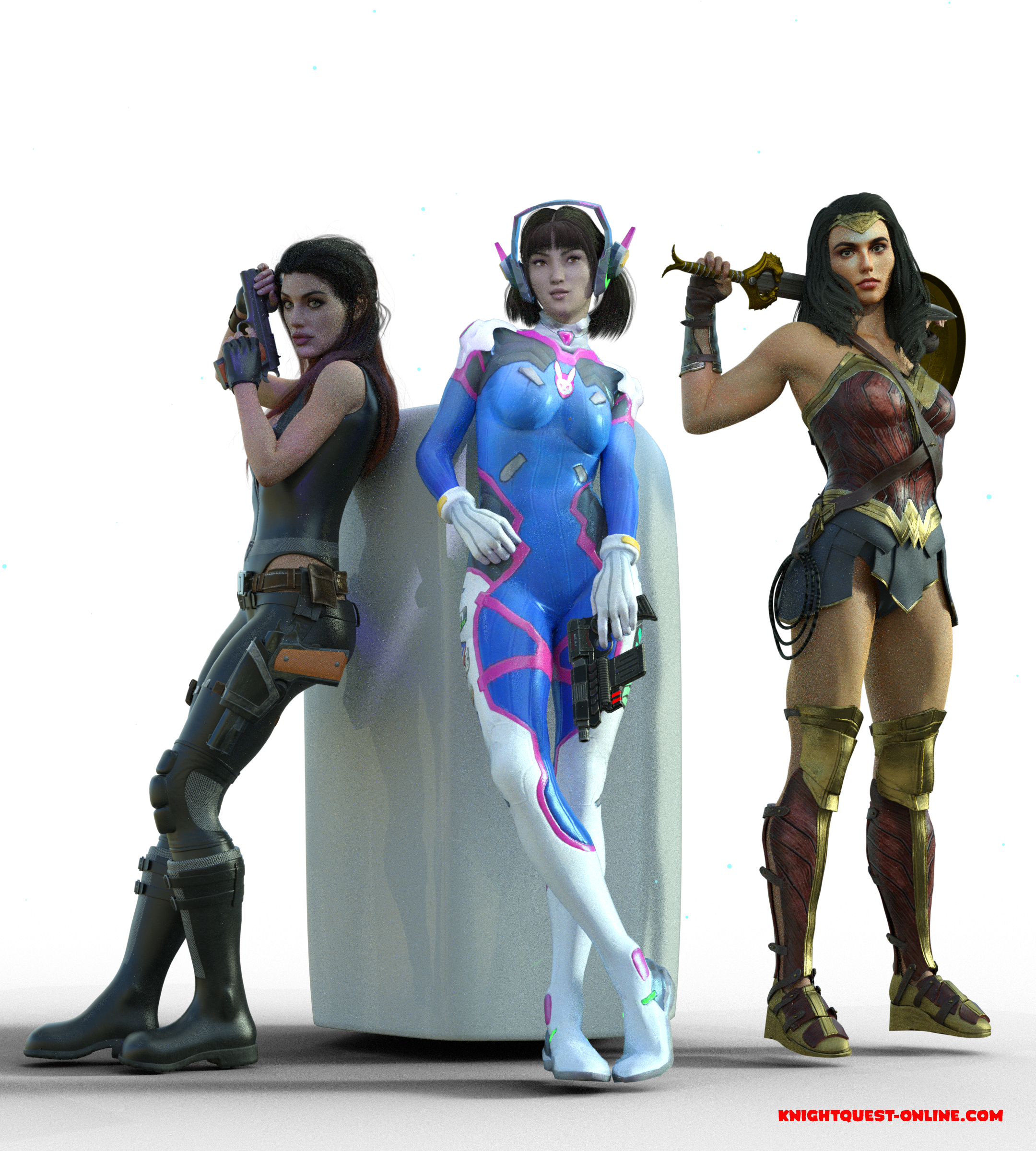 D.Va, Lara Croft and Wonder Woman Pillar